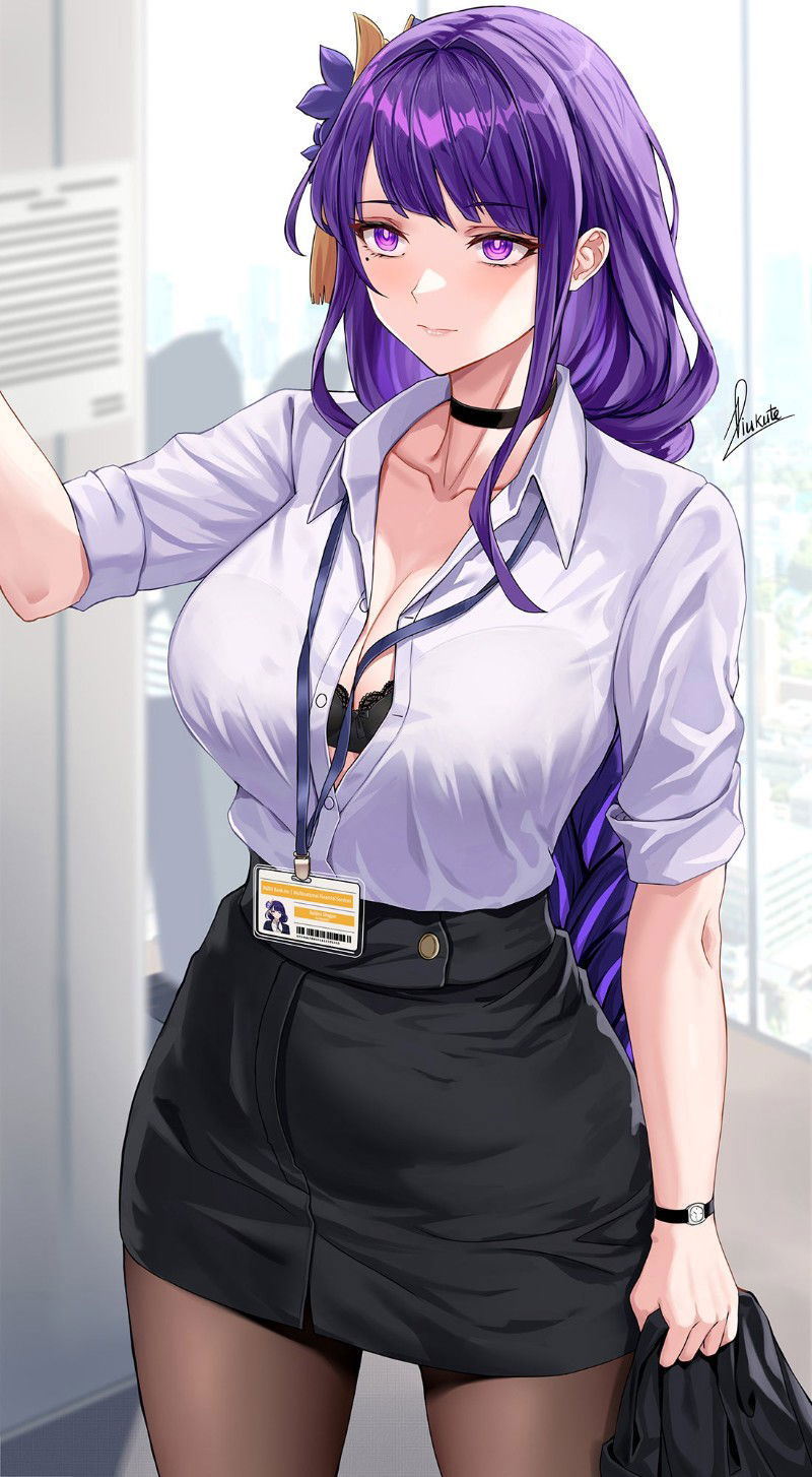 Raiden Shogun, but she is an office worker.